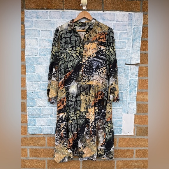 Simply Art by Dolcezza Dress “Postal” midi dress size large - Picture 3 of 9